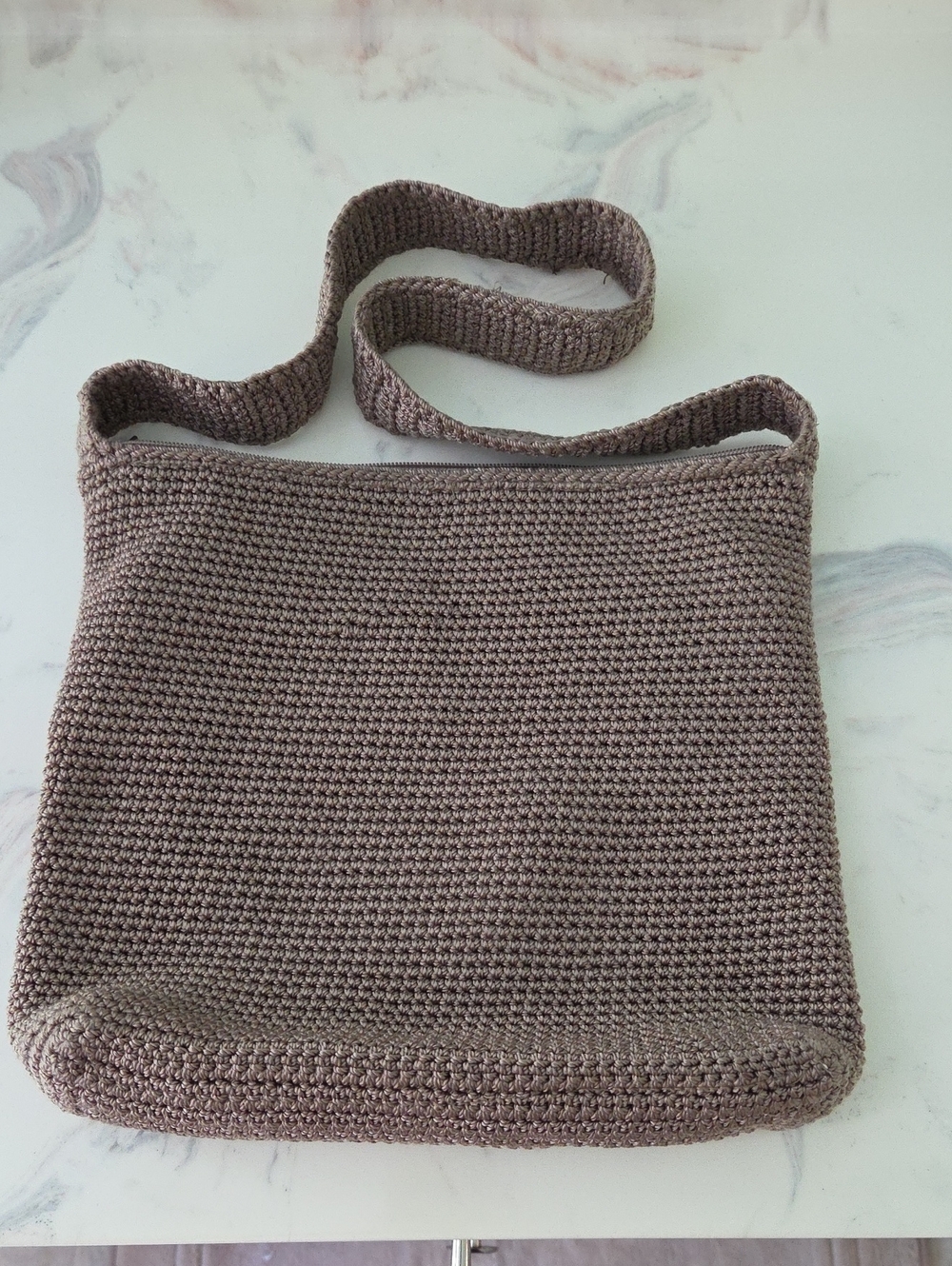 The Sak Crochet Shoulder Bag in Taupe